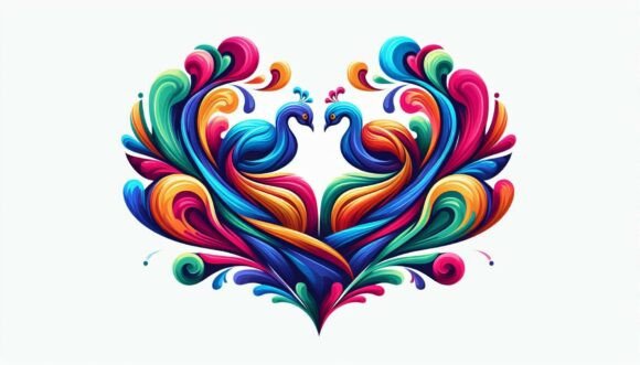 Abstract Peacock Heart Motion: A Dynamic Design Asset