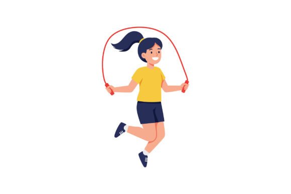 Capturing Joy: The Energetic Appeal of Girl Jumping Rope in Playful Motion, Wea