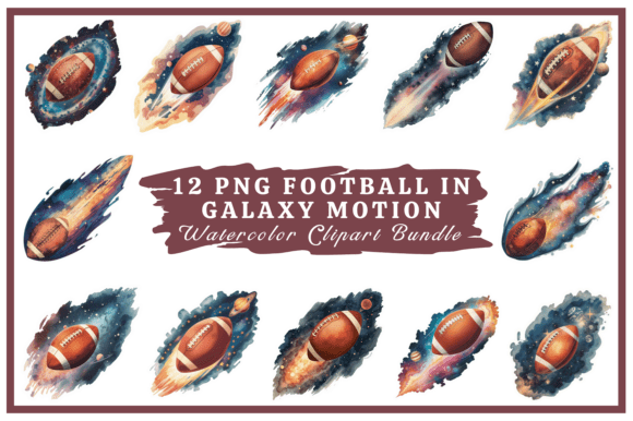Cosmic Touchdown: The Football in Galaxy Motion Watercolor Set