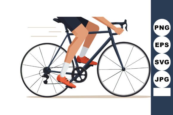 Dynamic Motion in Design: The Male Cyclist Riding Road Bike Asset