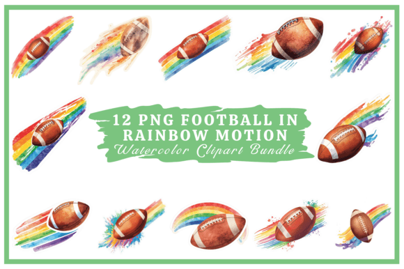 Football in Rainbow Motion Cliparts Pack: Dynamic Design