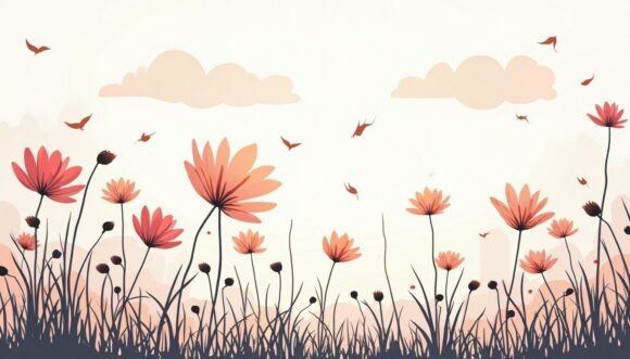 Lined Petals in Whimsical Motion: A Sketch for Dynamic Design