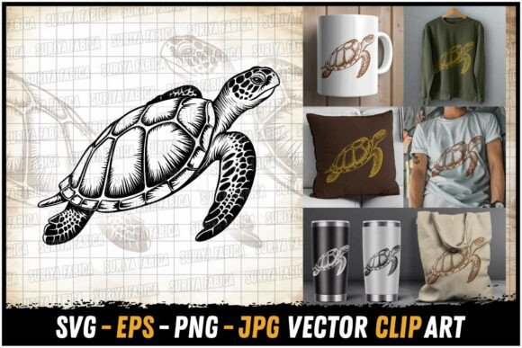 Sea Turtle Flippers in Motion Side View: Dynamic Design in Vector