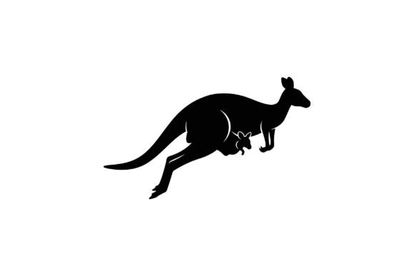 Silhouette of a Kangaroo in Motion: Dynamic Design Asset