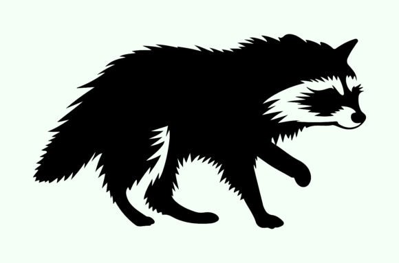 Silhouette of a Raccoon in Motion: A Dynamic Design Asset