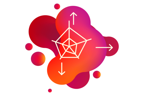 Spider Chart Icon on Fluid Motion Gradient: A Modern Design Asset