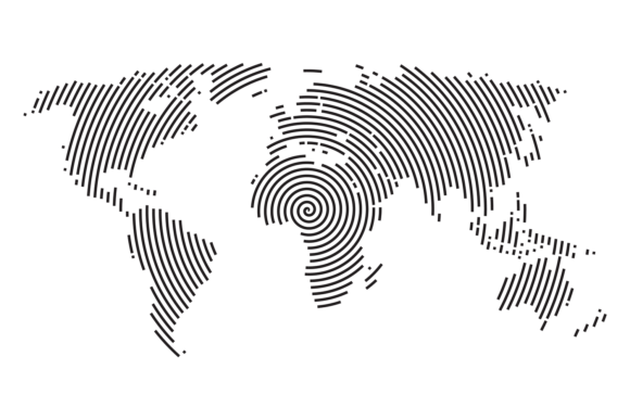 World Map with Spiral Line Motion: A Dynamic Design Asset
